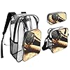 PPHGUT Microphone With Music Note Print Unisex Transparent Backpack Set 3-Piece See-Through Lunch Pen Bag Travel Outdoor #1