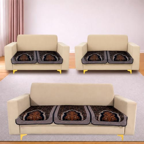Image of Homerz Premium 'Maharaja Paradise Series' Sofa Cover | Net Fabric Sofa Cover | Washable, Anti-Dust Backed & Wrinkle Resistant Cover (Sheesh Mahal, 7 (3+2+2) Seater, Only Seat Cover)