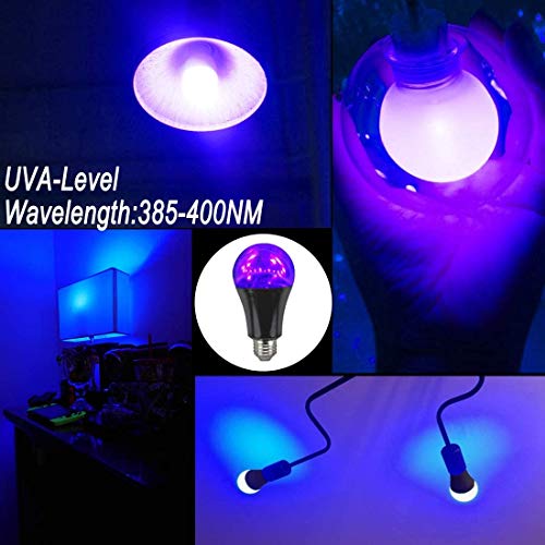 Glw Black Light Bulbs 9W 8 Pack A19 E26 Led Blacklight Bulb 385-400Nm Uva Black Lights For Blacklight, Glow In The Dark, Body Paint, Fluorescent Poster, Neon Glow #TOP2