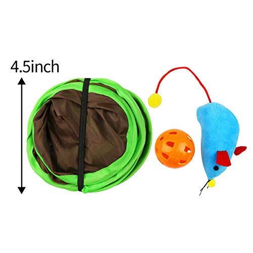 Citmage Cat Mice Toy Pop-up Flexible Intelligence Play Toys Hide and Seek Game 9 Holes Interactive Tent Mouse Hunt Activity with Ball,Mouse for Cats,Kitties (Brown-Green) - Thumbnail 7