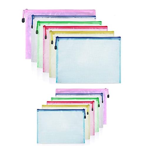 Bolsa Archivo Cremallera, Bolsas de Archivo, 12 Piezas Bolsa de Documentos Plástico de Impermeable, Bolsas de Archivos de Oficina Viaje de Tarea Escolar Bolsa Cremallera 6 Colores