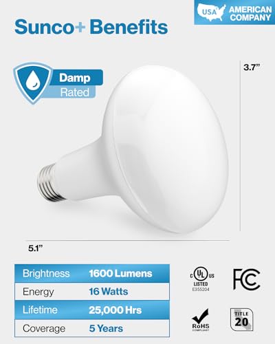 Sunco Lighting Br30 Led Bulbs 1600 Lumens, Indoor Flood Lights 16W Equivalent 100W 5000K Daylight thumb #6