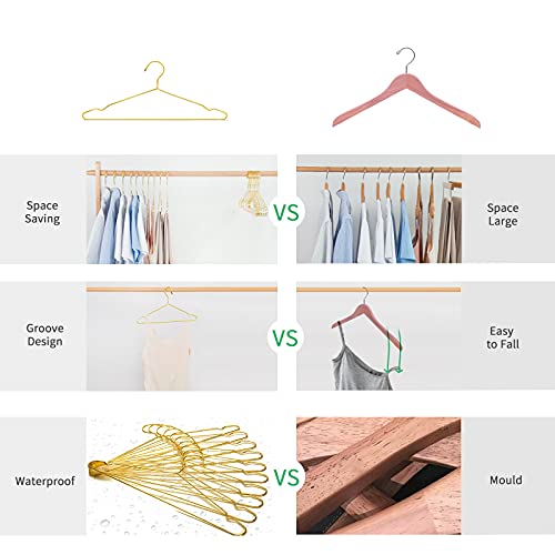 Nature Smile 17.7 Inches Gold Metal Coat Hangers, Space Saving Wire Hangers, Metal Clothes Hangers, Standard Suit Hangers Ideal For Everyday Use,10 Pack thumb #8