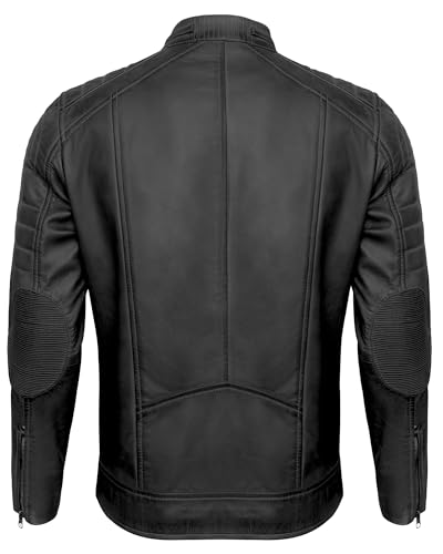 Mens Leather Jacket - Real Lambskin Classic Cafe Racer Style Leather Jackets For Men4