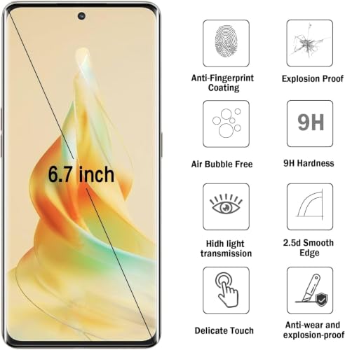 Image of STP FEEL UV Premium Tempered Glass Screen Protector Guard For Oppo Reno 8T 5G (6.7 Inch, Pack of 1) Full Adhesive UV Curved Case Friendly HD Clarity with easy installation kit for Smartphone