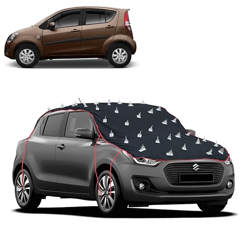 Image of Dog Protection Spike Car Cover for Maruti Suzuki Ritz Bonnet to Roof Easy Installation with 4 Elastic Hook Strap | Anti-Scratch Soft Cotton Inner | Complete Protection from Street Dogs & Monkeys