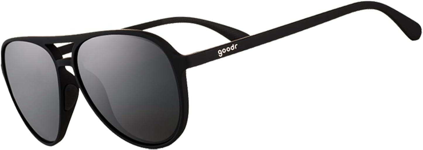 Operation: Blackout Polarized Aviator Sunglasses for Men & Women, Large Sized (Mach G), Black Solid Frame with Black Non-Reflective Glare Reducing Lenses, UV400 Protection, No Slip, No Bounce