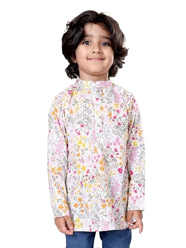 Image of KiddoPanti Boys 100% Cotton Ethnic Motif Printed Short Length Kurta
