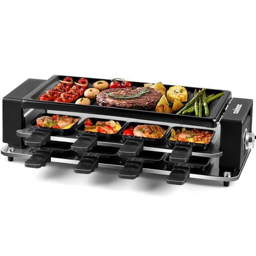 CUSIMAX Raclette Grill, Steuerung Partygrill für 8 Personen, Antihaftbeschichtung Grillplatte,...