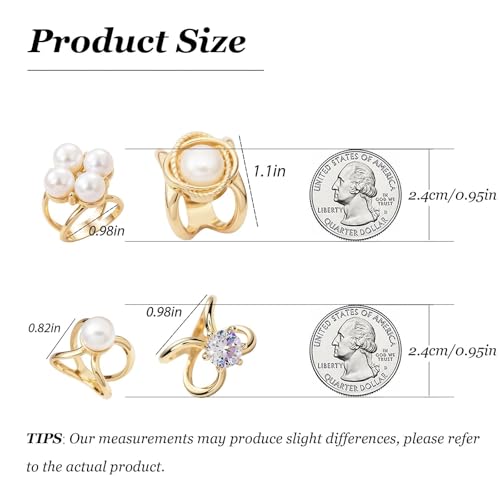 Image of 2 Pcs Scarf Ring Clips for Women Metal Shirt Tightener Cinch Buckle for Silk Scarf Shawl Blouse Sweater T Shirt Clothing Accessories
