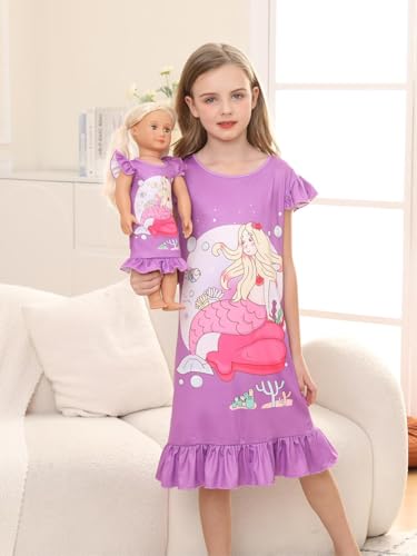 Bow Dream Girl Dress Cute and Matching American Girl Doll Clothes Accessories for Girls Party Birthday Purple Mermaid2