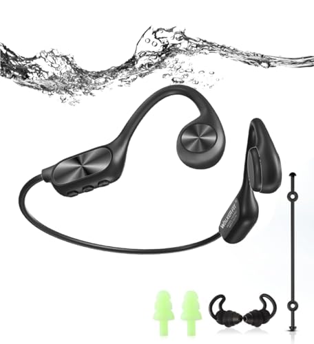 Bone Conduction Headphones, IPX8 Waterproof Swimming Headphones for Swimmer, Runners, Exerciser, Cyclists, Lightweight Open Ear Headphones, Wireless Bluetooth 5.3 with Built-in 32GB MP3 Player