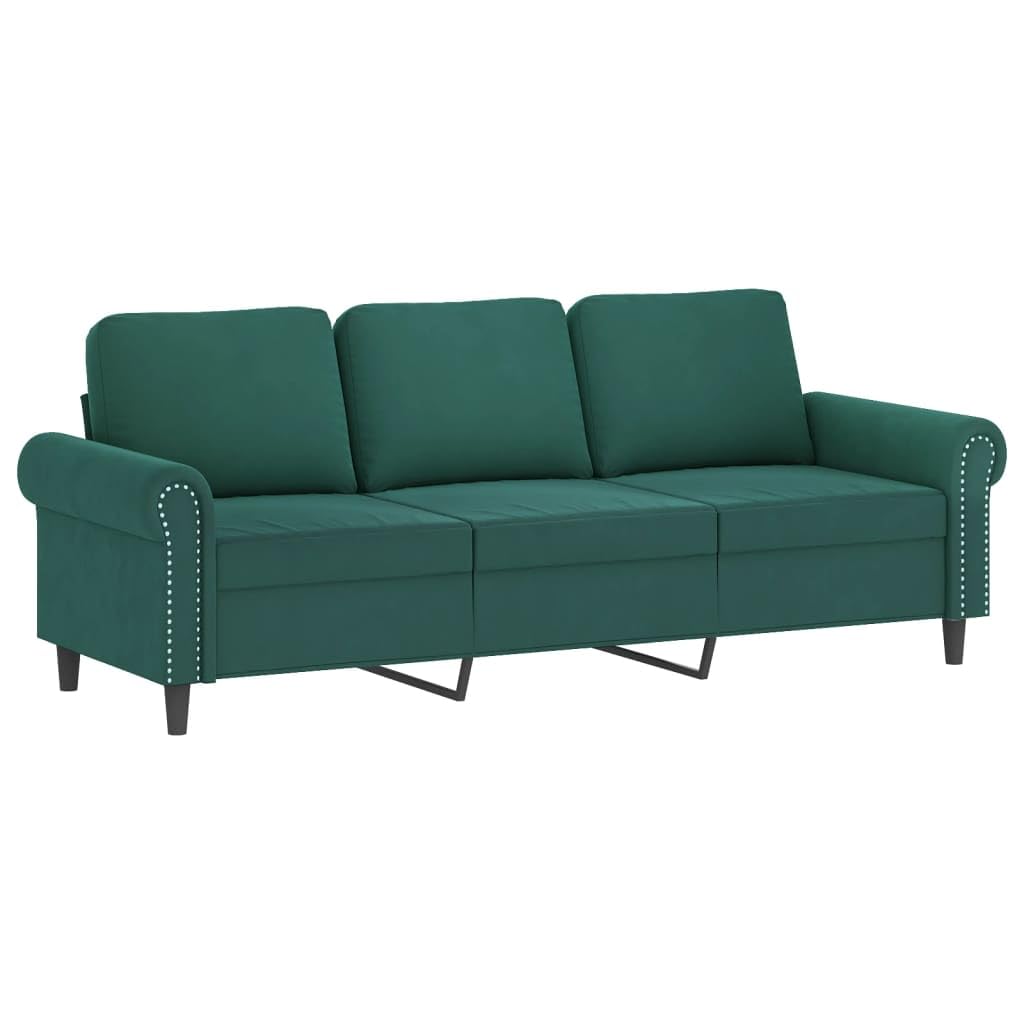 Divano 3 pezzi in velluto verde scuro con 2 posti, divano a 3 posti e poggiapiedi, divano moderno da soggiorno, divano multiuso salvaspazio per sedersi e rilassarsi comodamente