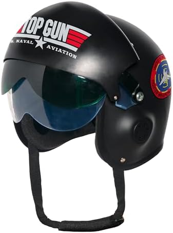 UNDERWRAPS NAVY TOP GUN HELMET - Official US NAVY TOPGUN Fighter Pilot Helmet with Dual Visor Lenses, TOP GUN Tactical Helmet for Adult Halloween Costume (Adult One Size)