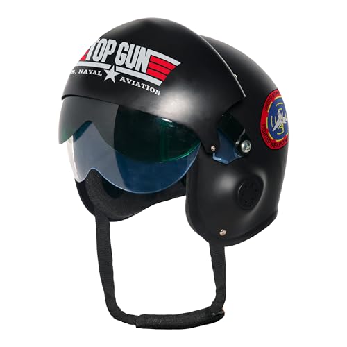 UNDERWRAPS NAVY TOP GUN HELMET - Official US NAVY TOPGUN Fighter Pilot Helmet with Dual Visor Lenses TOP GUN Tactical Helmet for Adult Halloween Costume (Adult One Size)