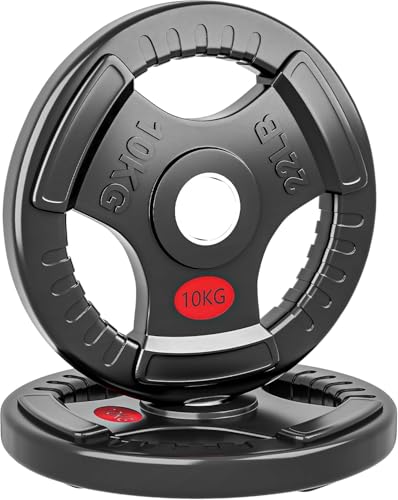 Fit-Force – Discos de Pesa Olímpica 10 KG (2 Unidades) | Hierro Fundido con Revestimiento de Caucho | Diámetro Olímpico 50 mm | Discos de Pesas para Barra y Entrenamiento en Casa o Gimnasio