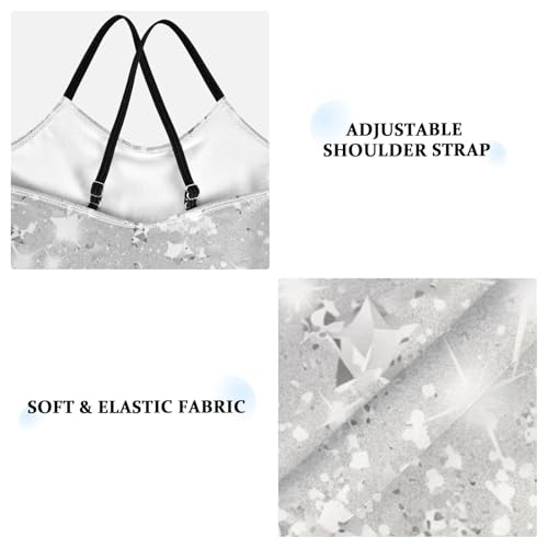 KLL Sliver Glitter Texture Silver Sparkle Girls' 1 Piece Swimsuits Beach Swimming Suits Adjustable Strap Quick-Dry3