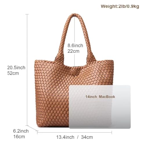 Image of MELOLILA Woven Leather Handbag - Large Tote Bag for Women - Fashion Vegan Leather Tote