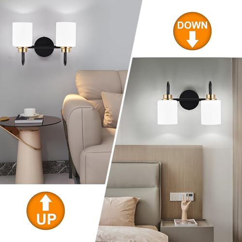 Aplique de pared negro y oro E27 para iluminar el espejo del baño 4