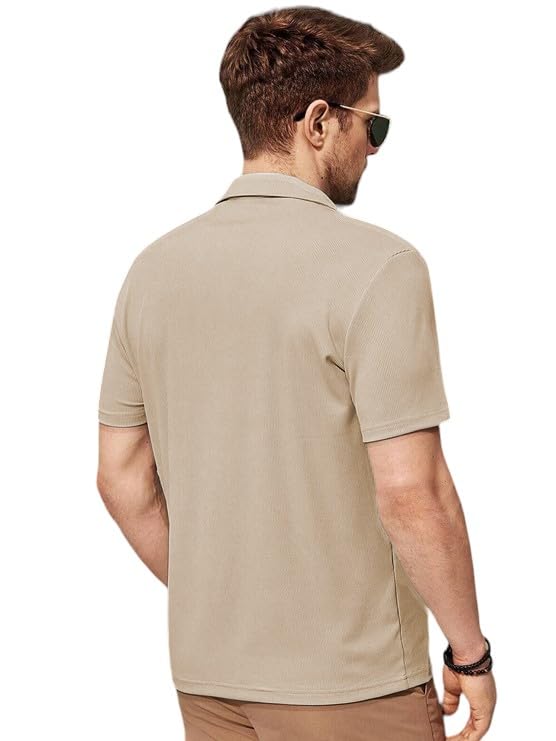Image of Men's Ribbed Polo Tshirt (42, Light Brown)