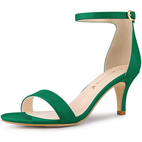 Allegra K Allegra K Women's Ankle Strap Heeled Open Toe Stiletto Green Heels Sandals 7.5 M US