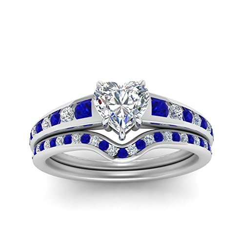 Image of Choose Your Gemstone Graduated Channel Setting Diamond CZ Wedding Sterling Silver Heart Shape Wedding Engagement Birthstone Stackable Ring Size US 4 to 12
