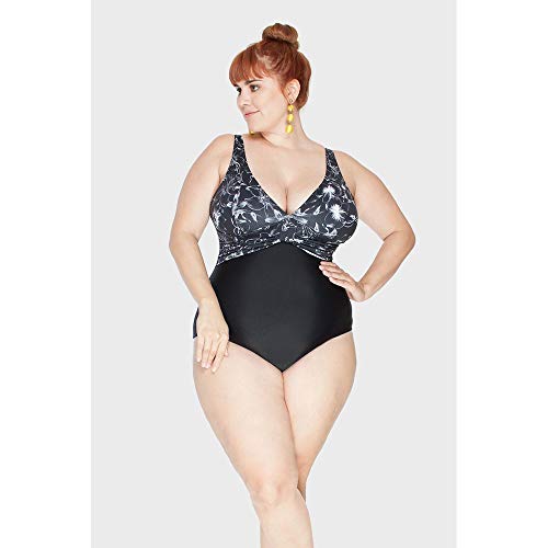 Maiô Busto Estampado Plus Size Preto-48
