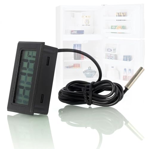 ARCELI Digital LCD Thermometer Temperaturüberwachung mit externer Sonde für Kühlschrank Gefrierschrank Kühlschrank Aquarium - schwarz （6 Stück）