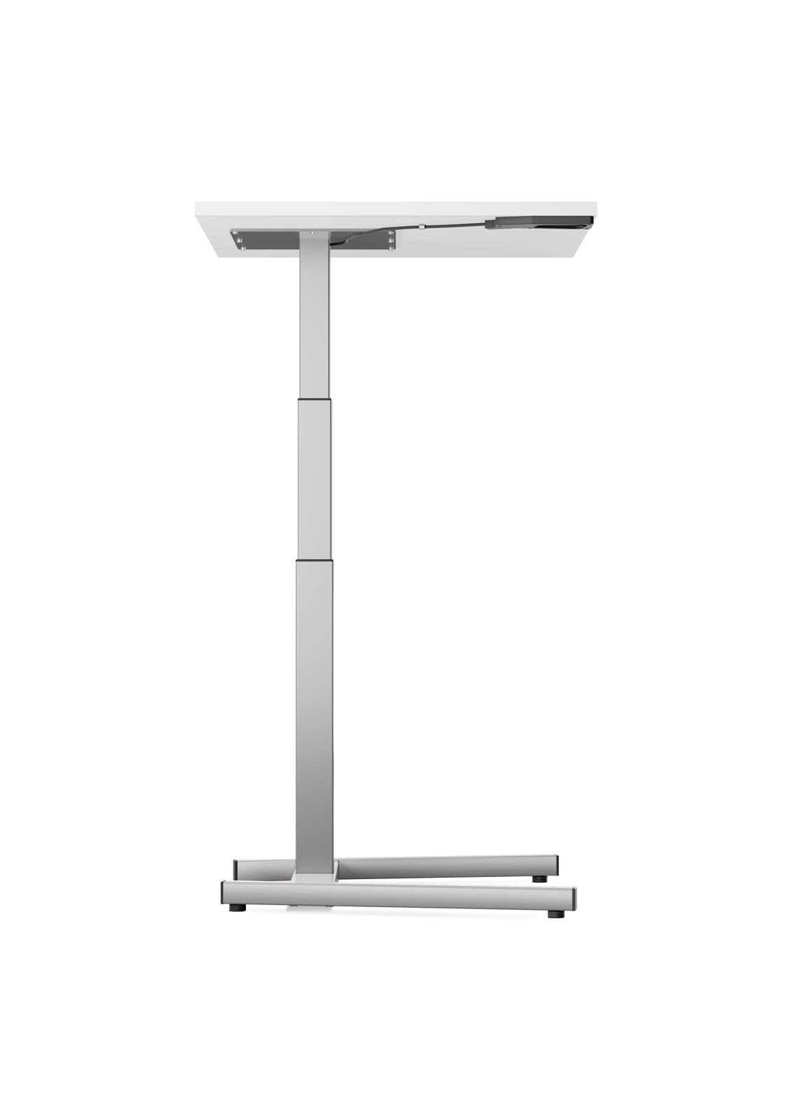 Schreibtisch Master Silber: Höhenverstellbarer Steh-Sitz-Tisch mit Gasfeder (68-118cm) – Ergonomisch, Kompakt & Stromlos – Made in Germany