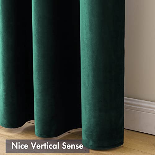 Image of MIULEE Dark Green Blackout Velvet Curtains Drapes 90 Inch Long 52 inchx90 inch | Luxurious Bedroom Living Room Decor, Room Darkening, Thermal Insulated, Rod Pocket Design, Super Soft Fabric