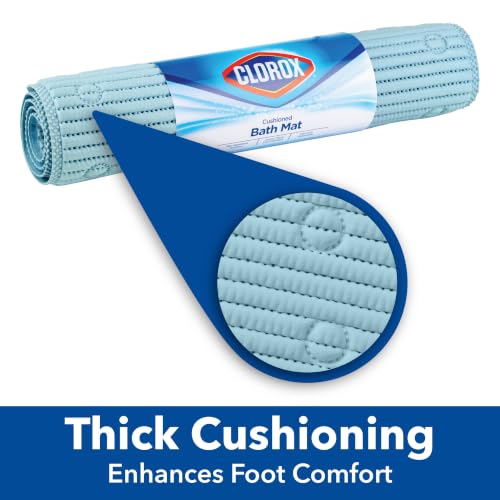 Clorox Cushioned Shower Mat, 17 Inches x 36 Inches, White, 2 Pack | Non Slip Bathtub Mat with Suction Cups for use in Non Textured Bathtubs and Shower Stalls - image 2
