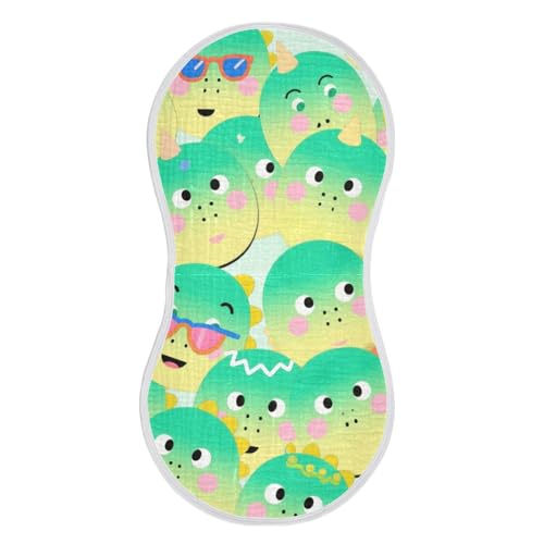 Cartoon Cute Dinisaur Green Cotton Soft Burp Cloths Breathable Cloths spit up rag for Unisex Babies Set of 2, 22x11in2