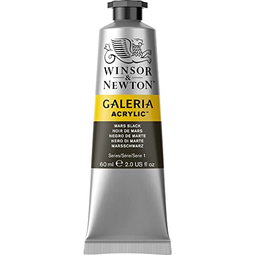 Image of Winsor & Newton Galeria Acrylic Colour - Tube of 60 ML - Mars Black (386) - Highly Pigmented Lightfast Artists' Acrylic Paints for Canvas, Wood, Fabric & Paper - More Colours Available