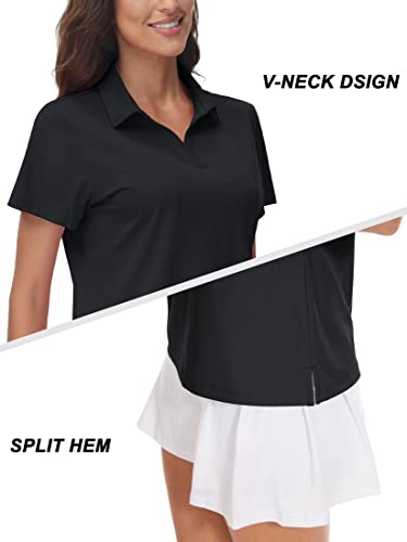 TACVASEN Women's V-Neck Polo Shirts UPF 50+ Short Sleeve Sun Protection Quick Dry Golf Polos Collared Shirt4