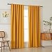 Pickluc Blackout Curtains 84 Inches Long 2 Panels, Black Out Drapes for Bedroom or Living Room, Back Tab and Rod Pocket Top, Set of Two, Mustard Yellow, 52