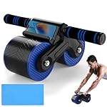 JJM Auto Rebound Exercise Roller Wheels - Ab Roller Fitness Equipment for Core Strength Training Home Gym Fitness Equipment with Kneeling Mat Accessories Exercise Roller Wheels for Men and Women