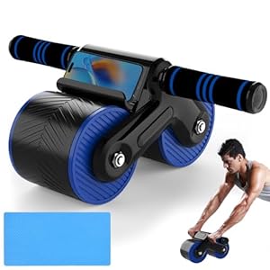 JJM Auto Rebound Exercise Roller Wheels – Ab Roller Fitness Equipment for Core Strength Training Home Gym Fitness Equipment with Kneeling Mat Accessories Exercise Roller Wheels for Men and Women