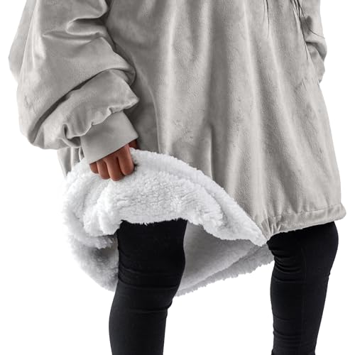 Image of Bare Home Wearable Blanket Hoodie - Soft Plush Sherpa - Warm and Cozy - Oversized Wearable Blanket