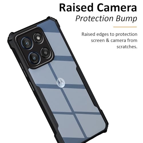 Image of Amazon Brand - Solimo Clear Back Cover Case for Moto Edge 60 Fusion 5G | 360 Degree Protection | Transparent Back Cover Case for Moto Edge 60 Fusion 5G (PC & TPU, Black Bumper)