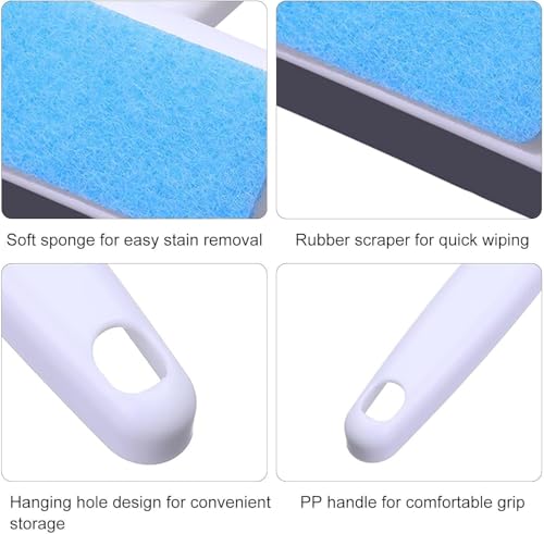 Image of - 2 in 1 Double-Sided Glass Cleaning Brush | Window Washing Equipment Scrubber with Soft Sponge | Glass Tint Shower Squeegee for Bathroom, Car, Household