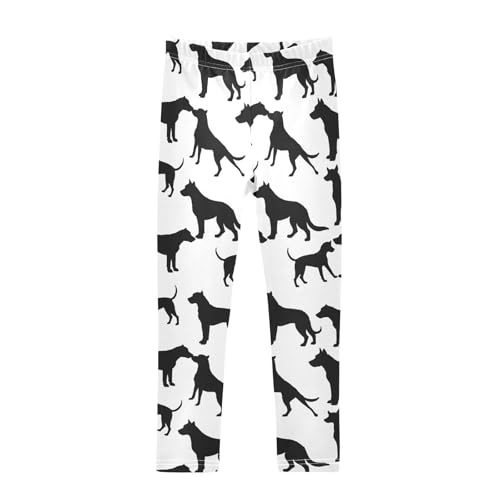 ALAZA Girls' Leggings Children's Yoga Pants Skinny Printed Dance Black Dog Silhouette Comfortable 4T
