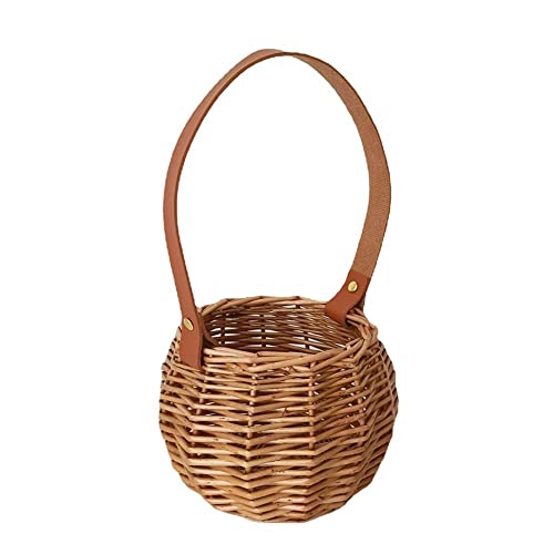 FEWB Picknickkorb, Tragbare Blumentopfbehälter, Geschenke Brotkorbgriffe, Einkaufskorb, gewebter Weidenkorb Cover