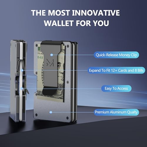 Minimalist Aluminum Wallet for Men, Slim Front Pocket Metal Credit Card Holder with Money Clip, Small RFID Blocking4