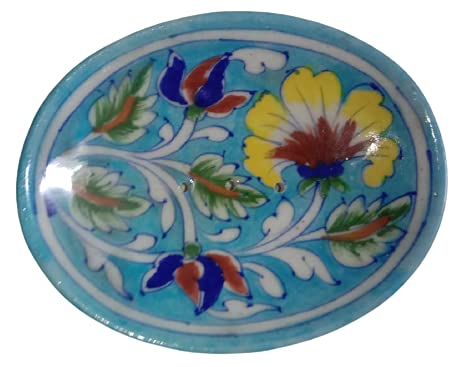 Craft Park Blue Art Pottery Ceramic Soap Dish Holder Stand for Bathroom and Kitchen Sink with Drain Holes - Beautiful Hand Painted in SkyBlue (Lily Flower) (B0C33MSV65) Amazon Price History, Amazon Price Tracker
