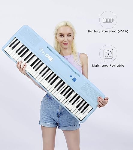 The One Smart Keyboard Color 61 Keys Piano Keyboard, Music Keyboard With 256 Timbres, 64 Polyphony, 2 Speakers, Built-In Led Lights And Free Apps (Blue) #TOP5