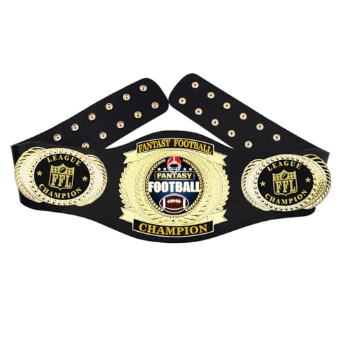 Fantasy Football Championship Belt Adult Real Leather Champion Award Trophy Prize Gift (Gold)