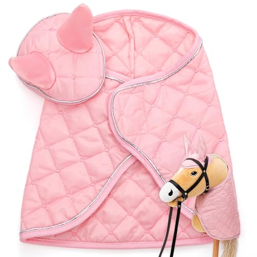 Kit couverture et bonnet rose pour Hobby Horse équipement de jeu