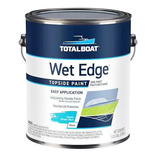 TotalBoat Wet Edge Topside Marine Paint Premium Polyurethane Coating for Boats, RVs, Exterior Trim, Fiberglass, Metal, and Wood (Classic Whaler Blue, Gallon)