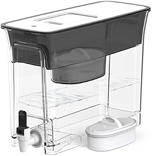 Waterdrop Slim Water Filter Dispenser, Large 18-Cup, 200-Gallon Long-Life, 5X Times Lifetime, Reduces Fluoride, Chlorine and More, BPA Free, Black (1 Filter Included)