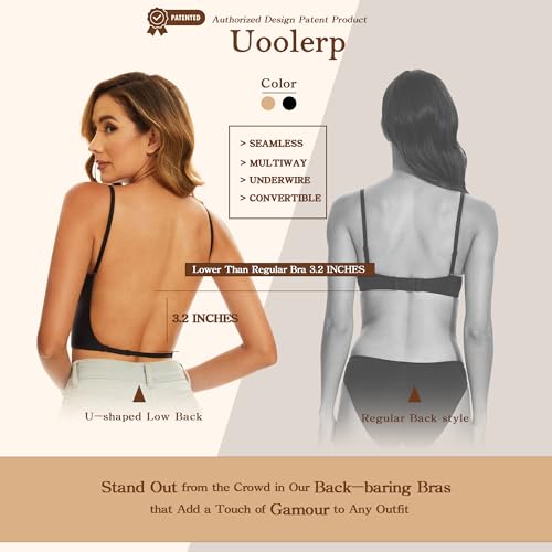 Uoolerp Low Back Bra for Women - Invisible Backless Seamless Halter Convertible Spaghetti Strap Multiway Bra - Image 3